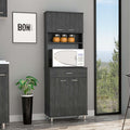 Depot E Shop Helis 60 Pantry Double Door Cabinet, One Drawer, Four Legs, Three Shelvessmokey Oak Gray Particle Board Particle Board