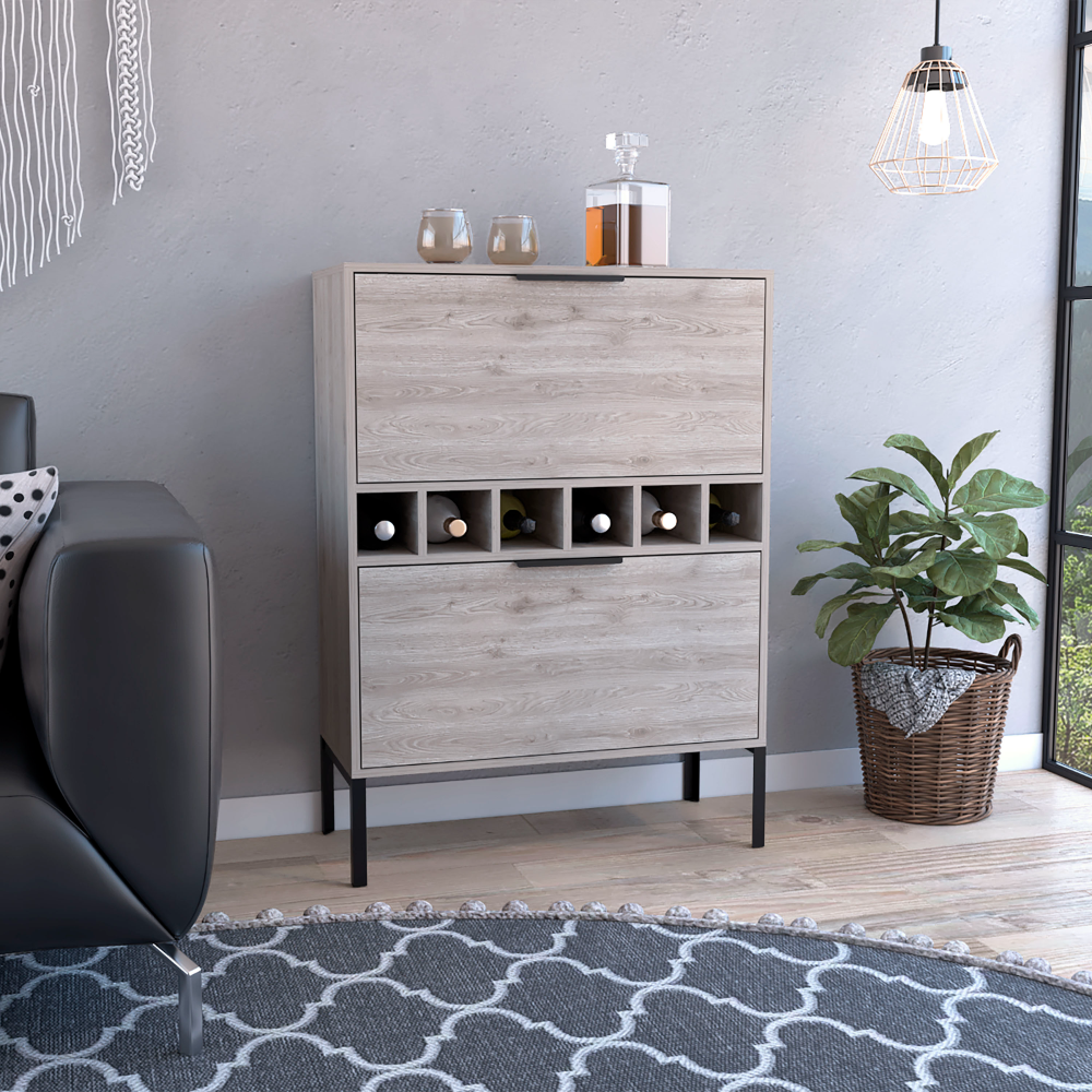Staten Bar Cabinet, Two Door Flexible Cabinets, Light Gray Gray Particle Board Particle Board