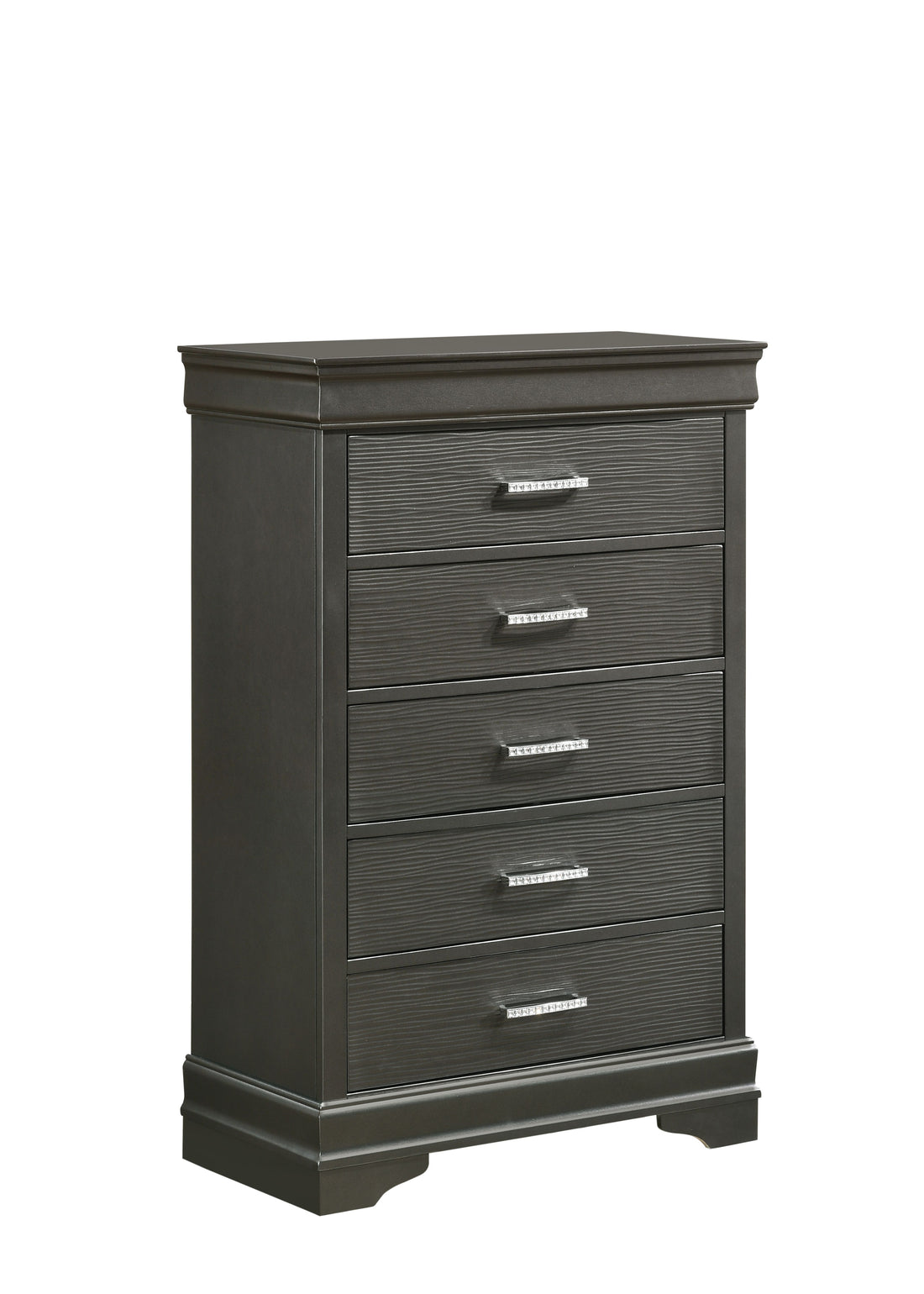 Modern Brooklyn 5 Drawers Chest Made With Wood In Gray Gray Bedroom Modern Acacia Upholstered Wood