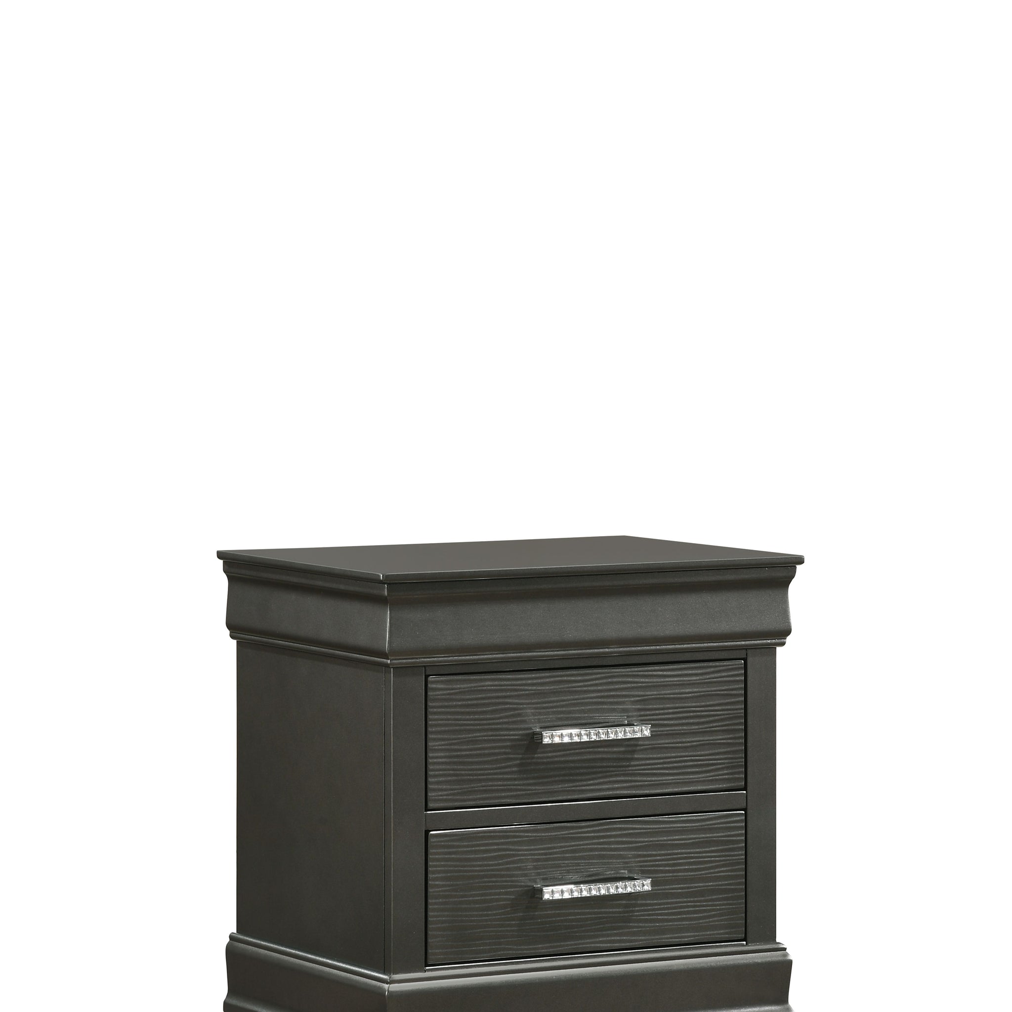 Modern Style Nightstand Made With Wood In Gray Gray 2 Drawers Bedroom Modern Acacia Drawers Upholstered Wood