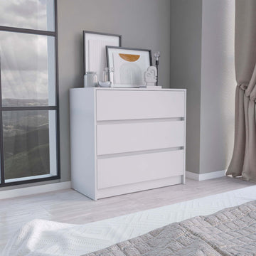Dresser 31"H, 3 Drawers, Chest Of Drawers, White White Particle Board Particle Board