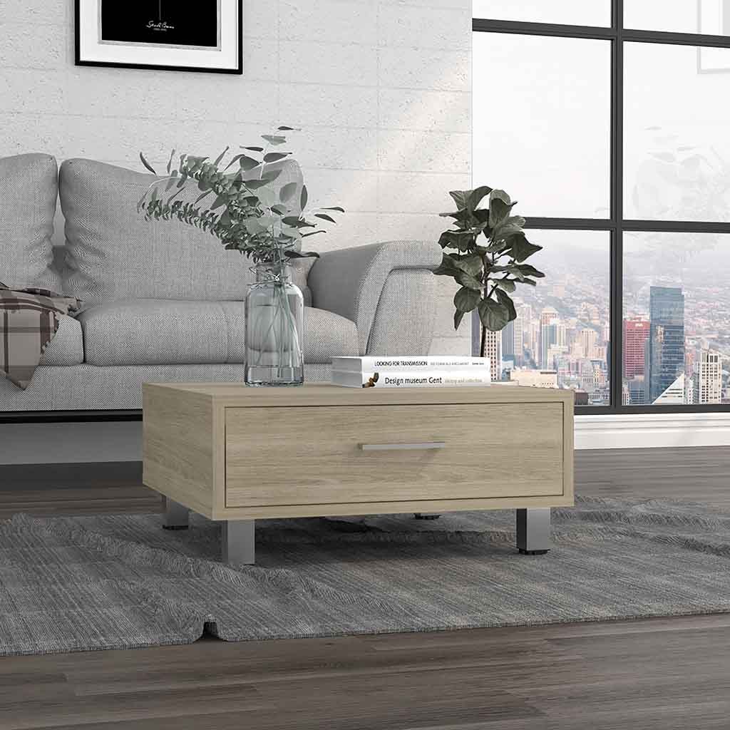 Staten Coffee Table, Four Legs, One Drawerlight Pine Beige Particle Board Particle Board