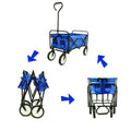 Folding Wagon Garden Shopping Beach Cart Blue Blue Steel