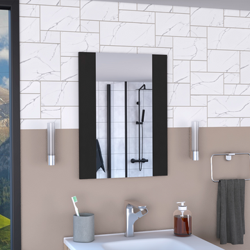 Mirror Cairo, Rectangular Shape, Looking Glass, Manuftactured Wood Details, Black Black Particle Board Particle Board