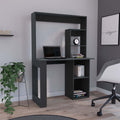 Writing Computer Desk With Storage Shelves And Hutch, Black Black Particle Board Particle Board