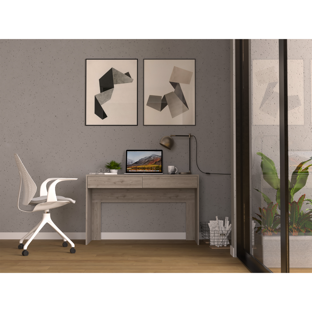 Computer Desk With Two Drawers Writinglight Gray Gray Particle Board Particle Board