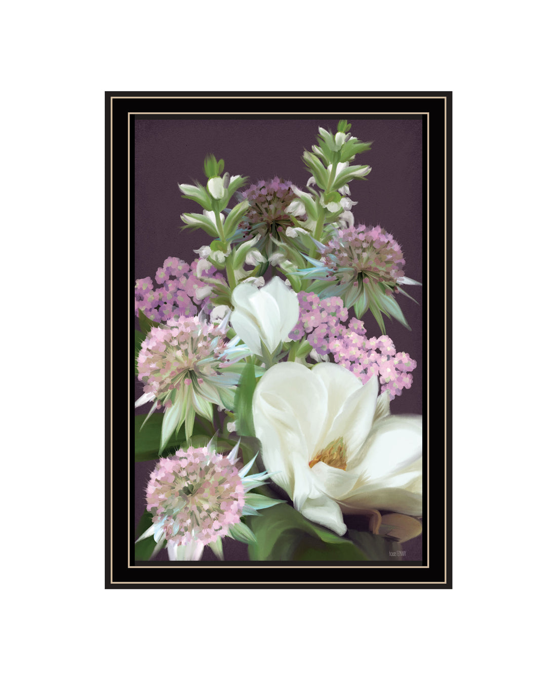 "Wild For Plum Bouquet" By House Fenway, Ready To Hang Framed Print, Black Frame Multicolor Paper