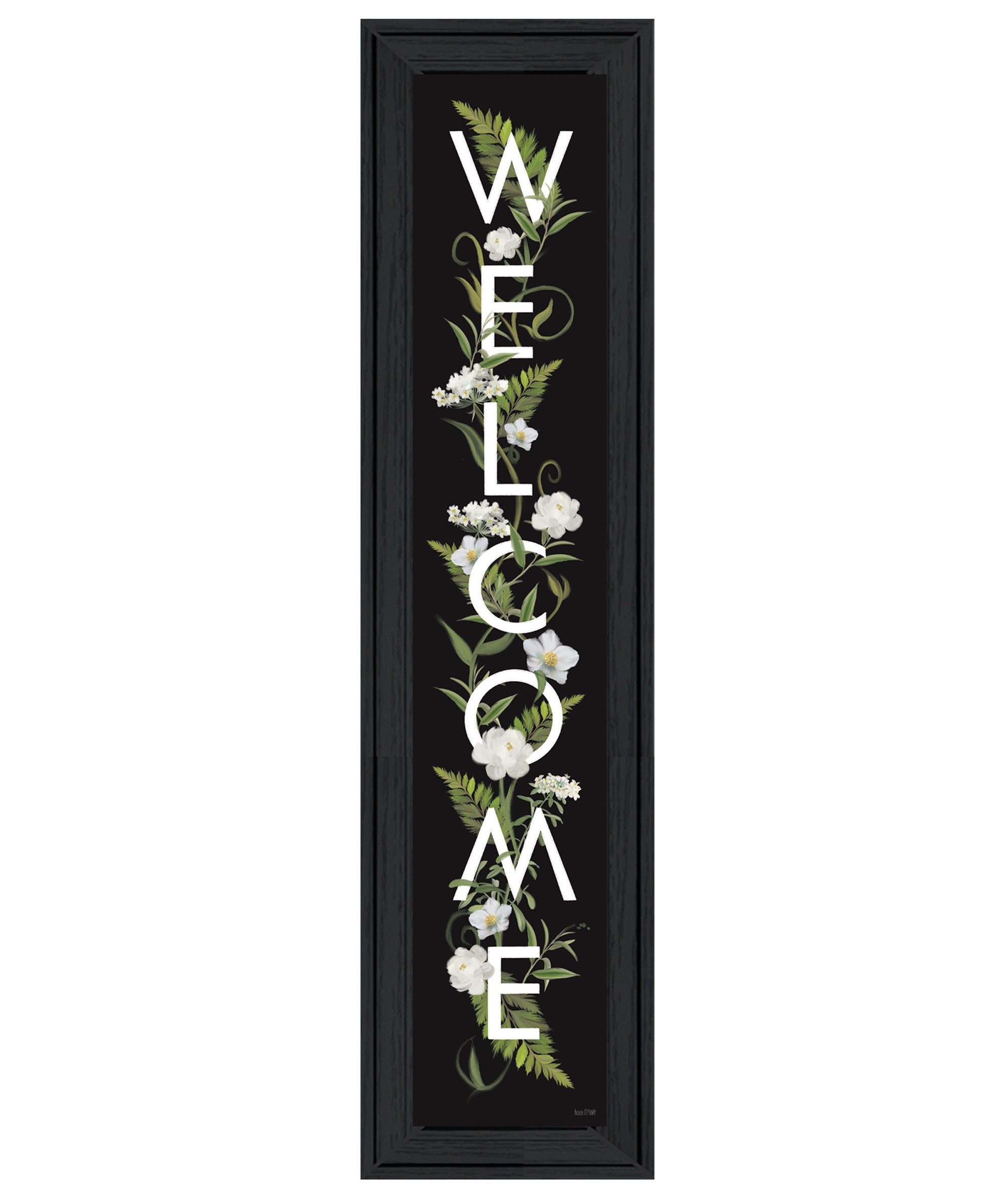 "Welcome Sign I" By House Fenway, Ready To Hang Framed Print, Black Frame Multicolor Paper