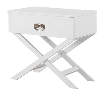 Elegant White Modern Nightstand White Particle Board