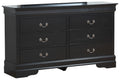 Louisphillipe G02150 D Dresserblack Black 5 Drawers & Above Partice Board Mdf Pine Wood