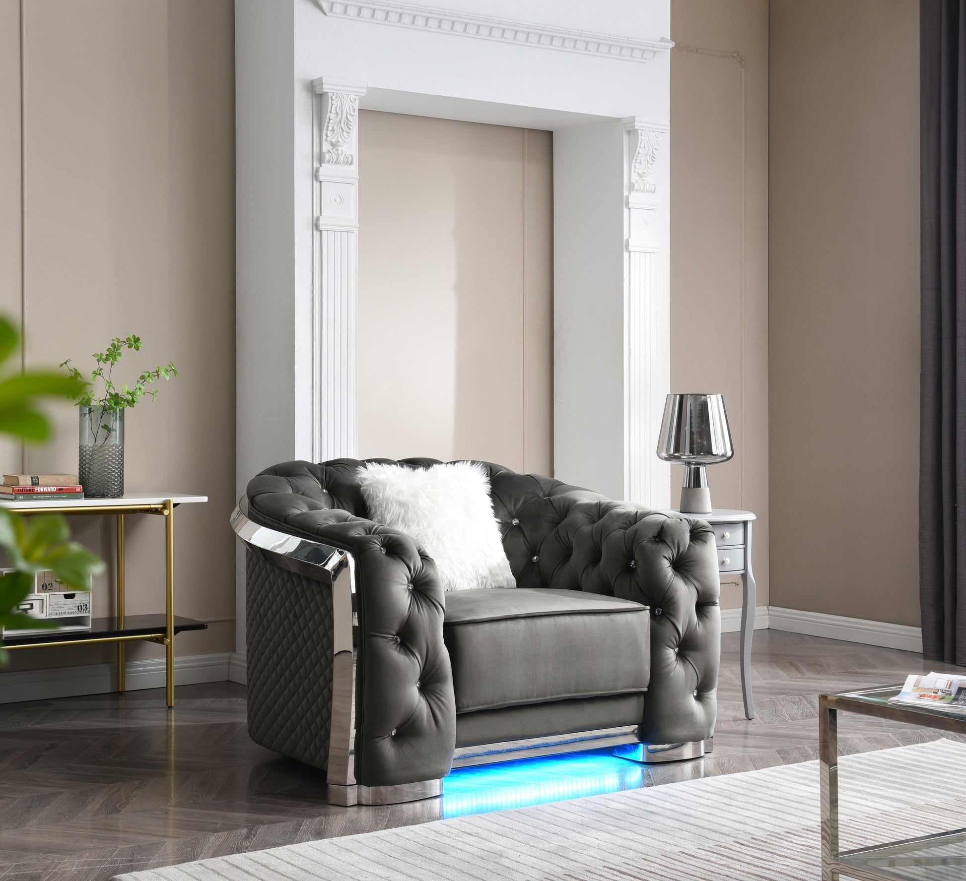Sapphire G0590A C Chairgray Gray Foam Velvet