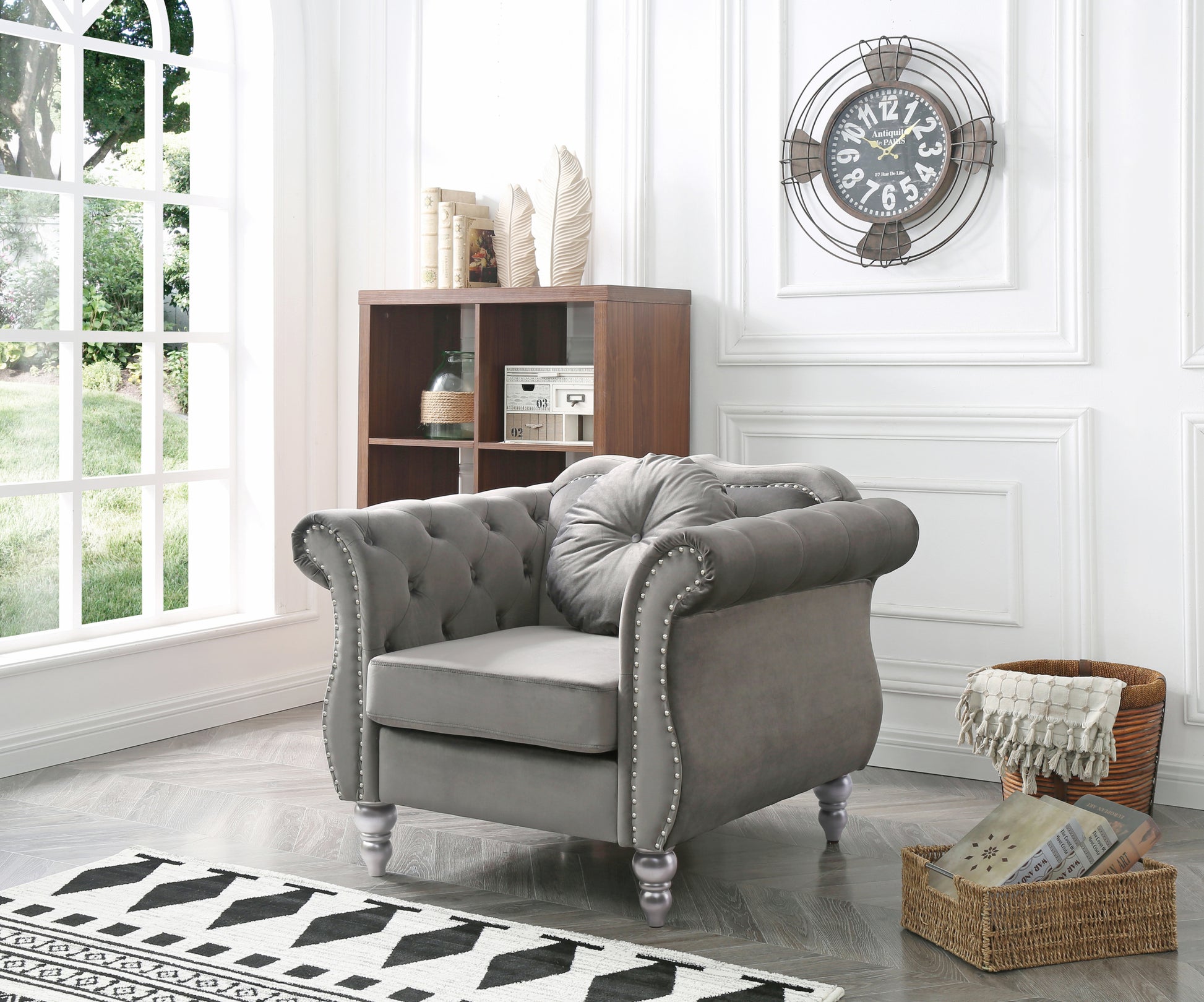 Hollywood G0660A C Chairdark Gray Dark Gray Foam Velvet