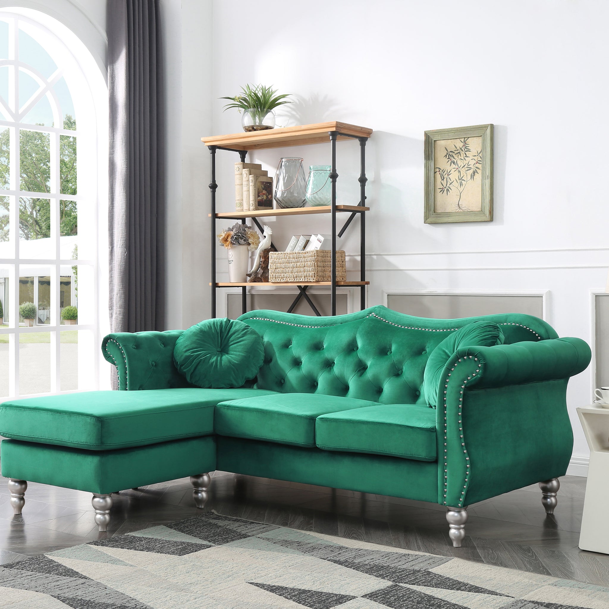 Hollywood G0662B Sc Sofa Chaisegreen Green Foam Velvet