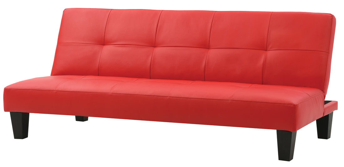 Alan G112 S Sofa Bedred Red Faux Leather Wood Primary Living Space Firm Tufted Back Casual,Contemporary Armless Foam Pu 2 Seat