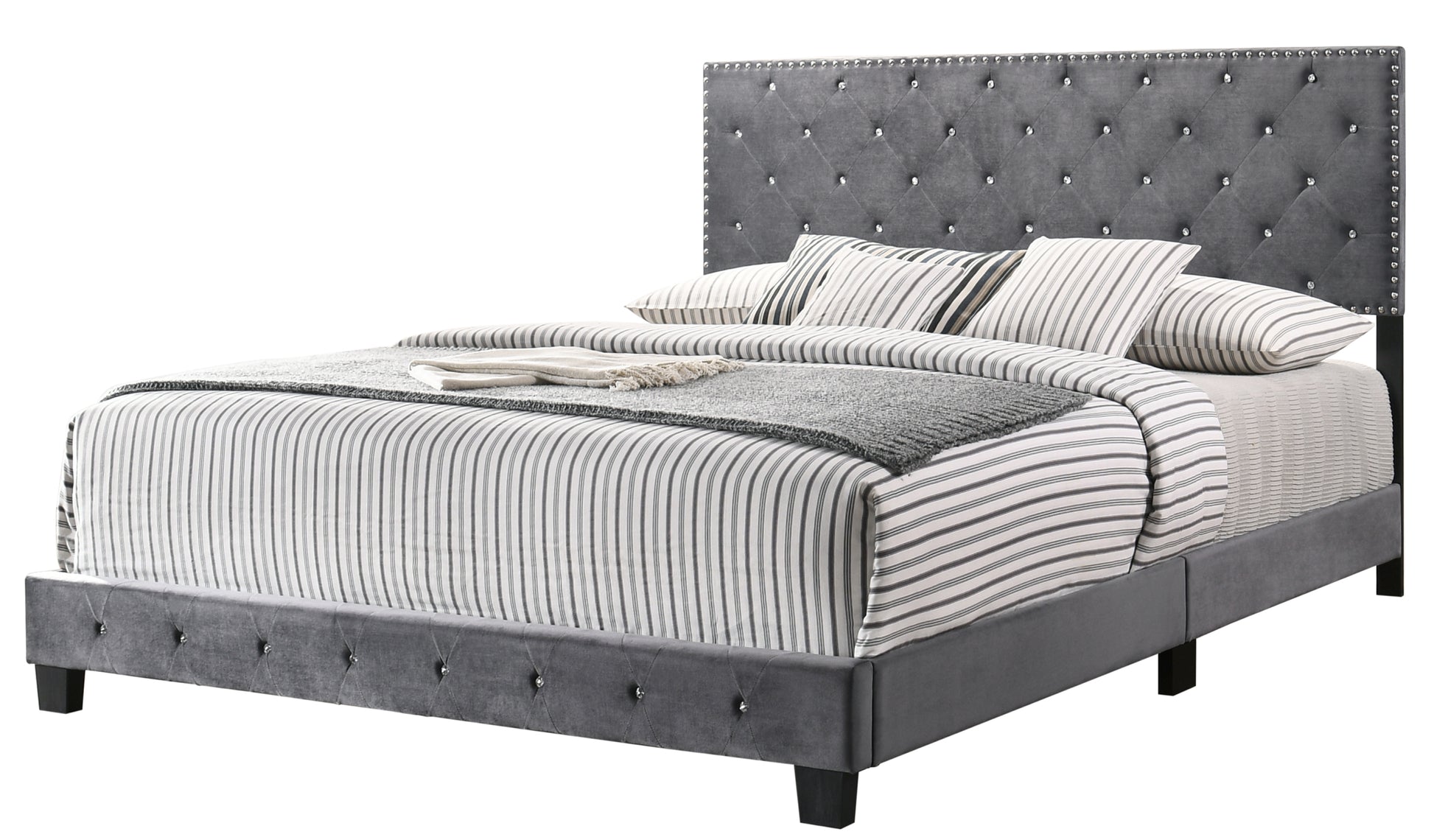 Suffolk G1401 Kb Up King Bedgray Gray Foam Velvet