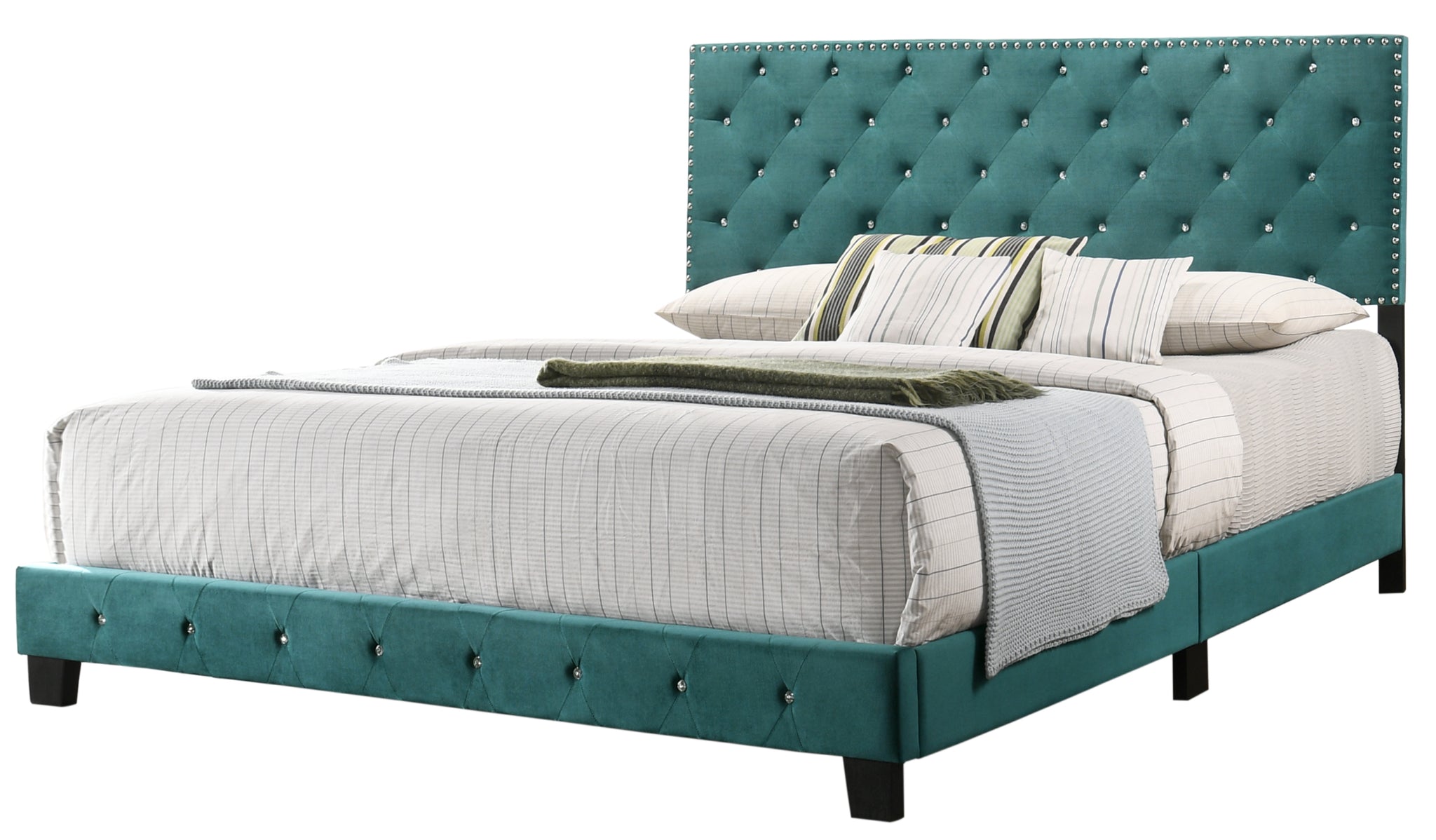 Suffolk G1404 Kb Up King Bedgreen Green Foam Velvet