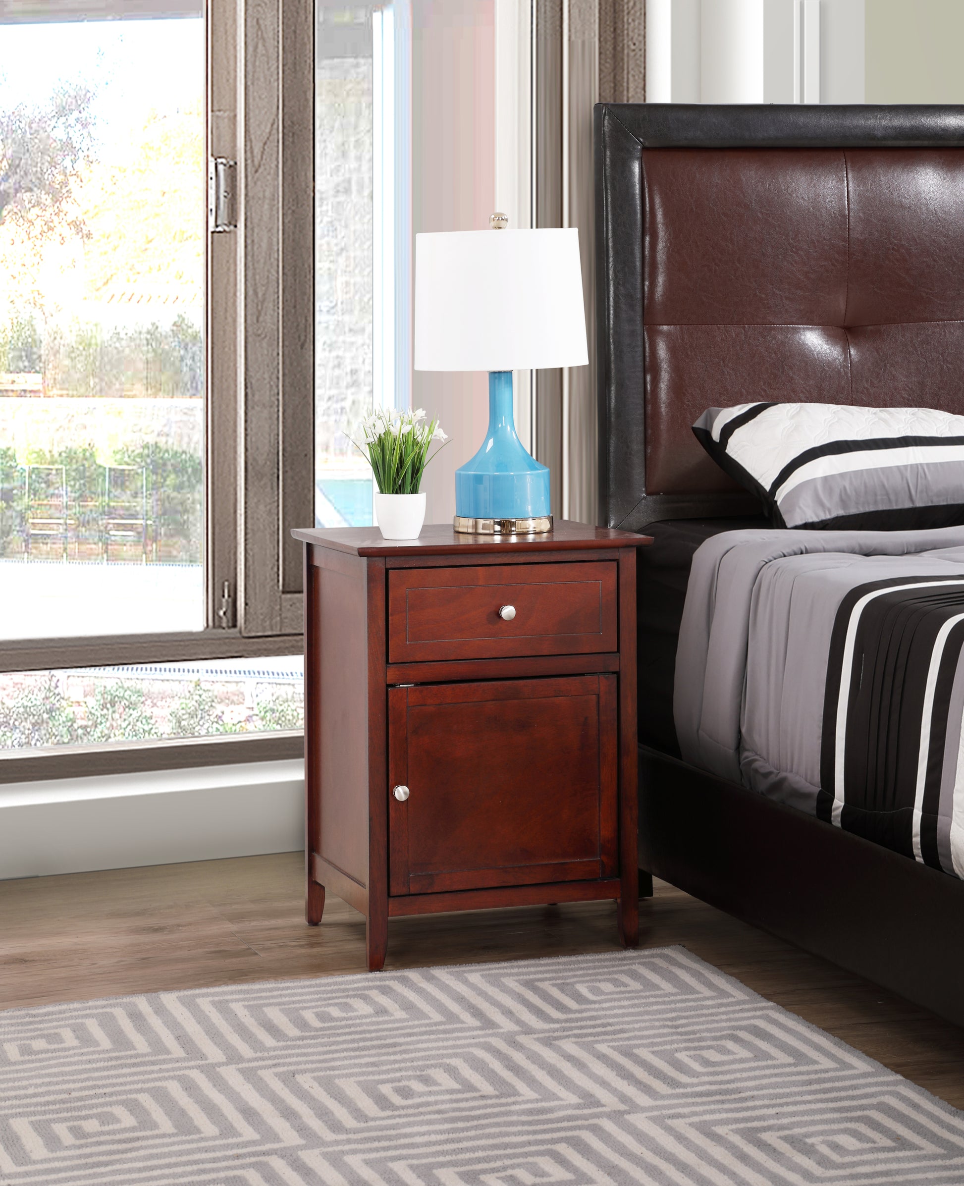 Izzy G1410 N 00 1 Drawer 1 Door Nightstandcherry Cherry Particle Board