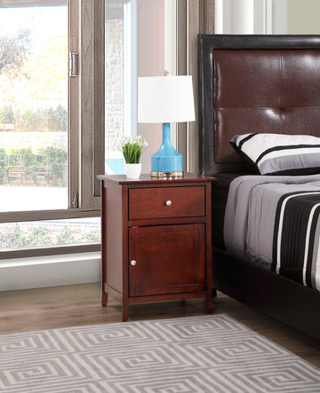 Izzy G1410 N 00 1 Drawer 1 Door Nightstandcherry Cherry Particle Board