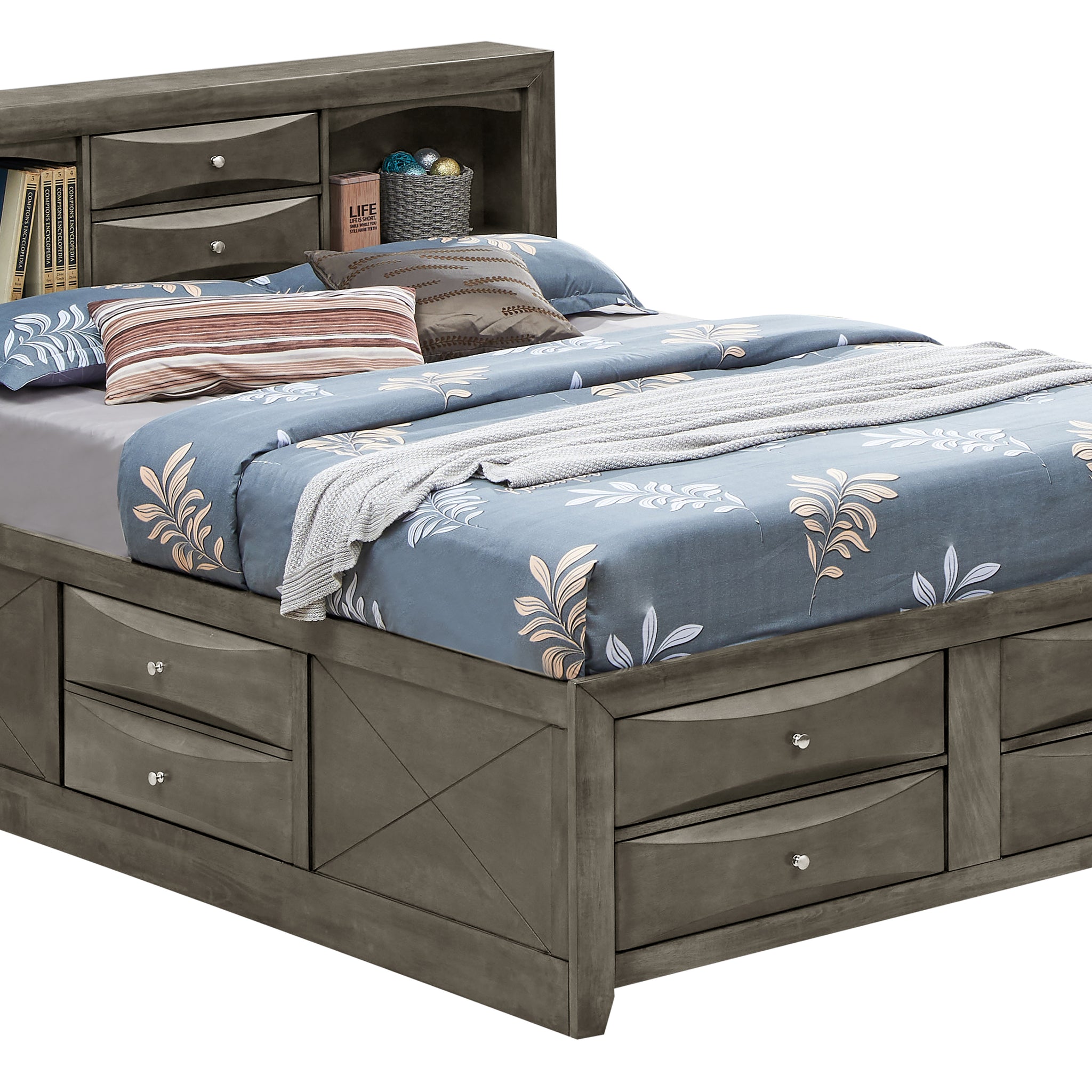 Sleek Gray Full Storage Bed For Modern Living Gray Particle Board