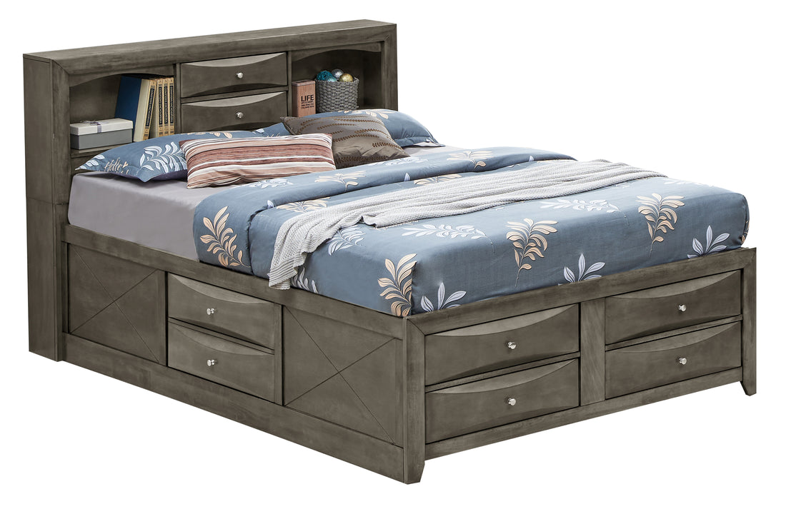 Sleek Gray Full Storage Bed For Modern Living Gray Particle Board