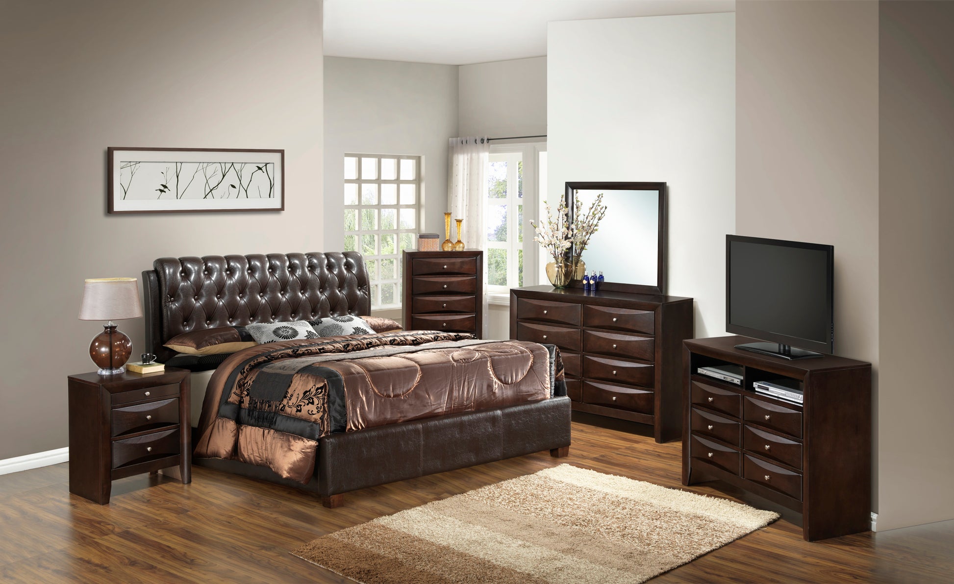 Marilla G1550C Qb Up Queen Beddark Brown Dark Brown Foam Pu