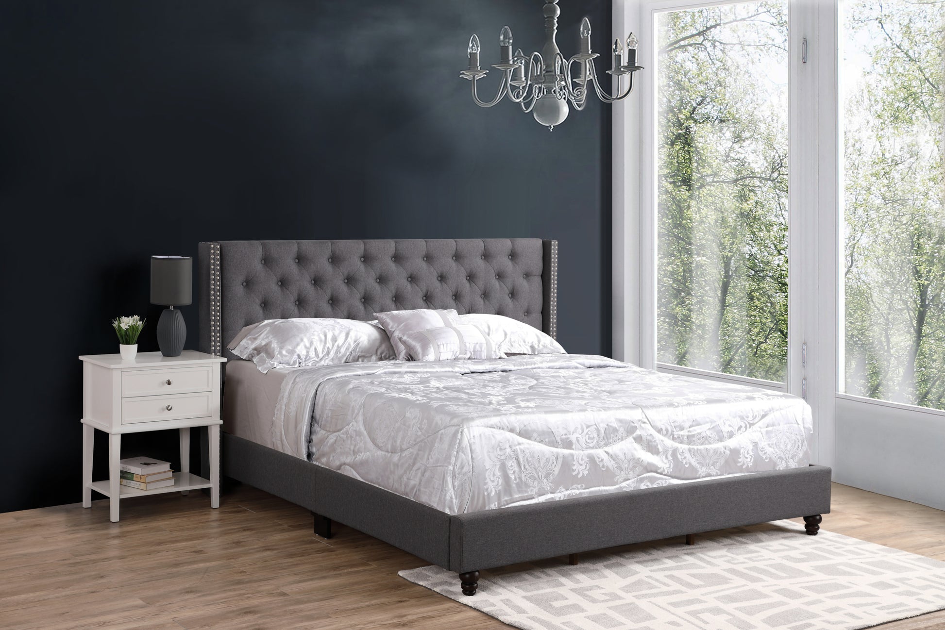 Julie G1904 Kb Up King Upholstered Bedgray King Gray Foam Fabric