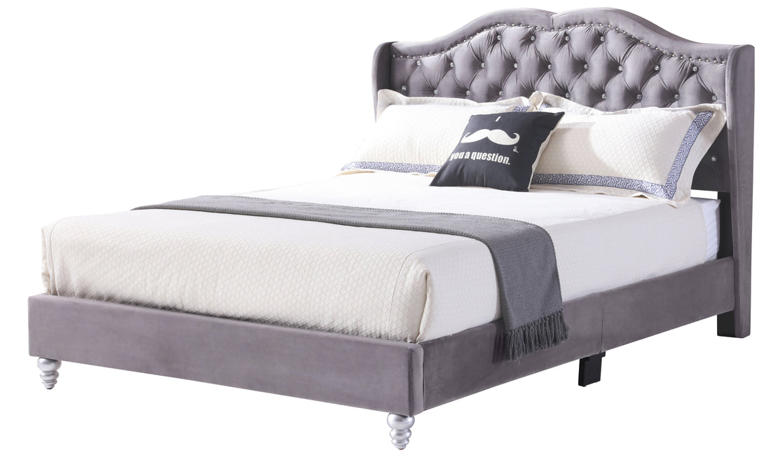 Joy G1931 Fb Up Full Upholstered Bedgray Gray Foam Velvet