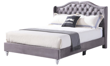 Joy G1931 Fb Up Full Upholstered Bedgray Gray Foam Velvet