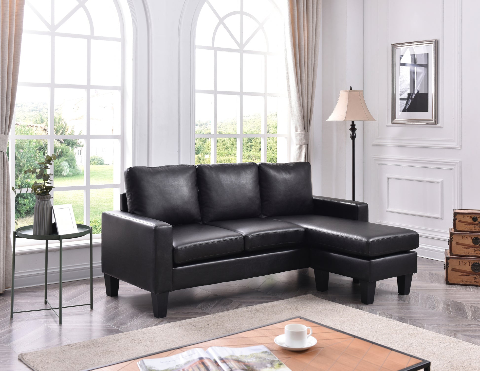 Jenna G213 Sch Sofa Chaiseblack Black Foam Pu
