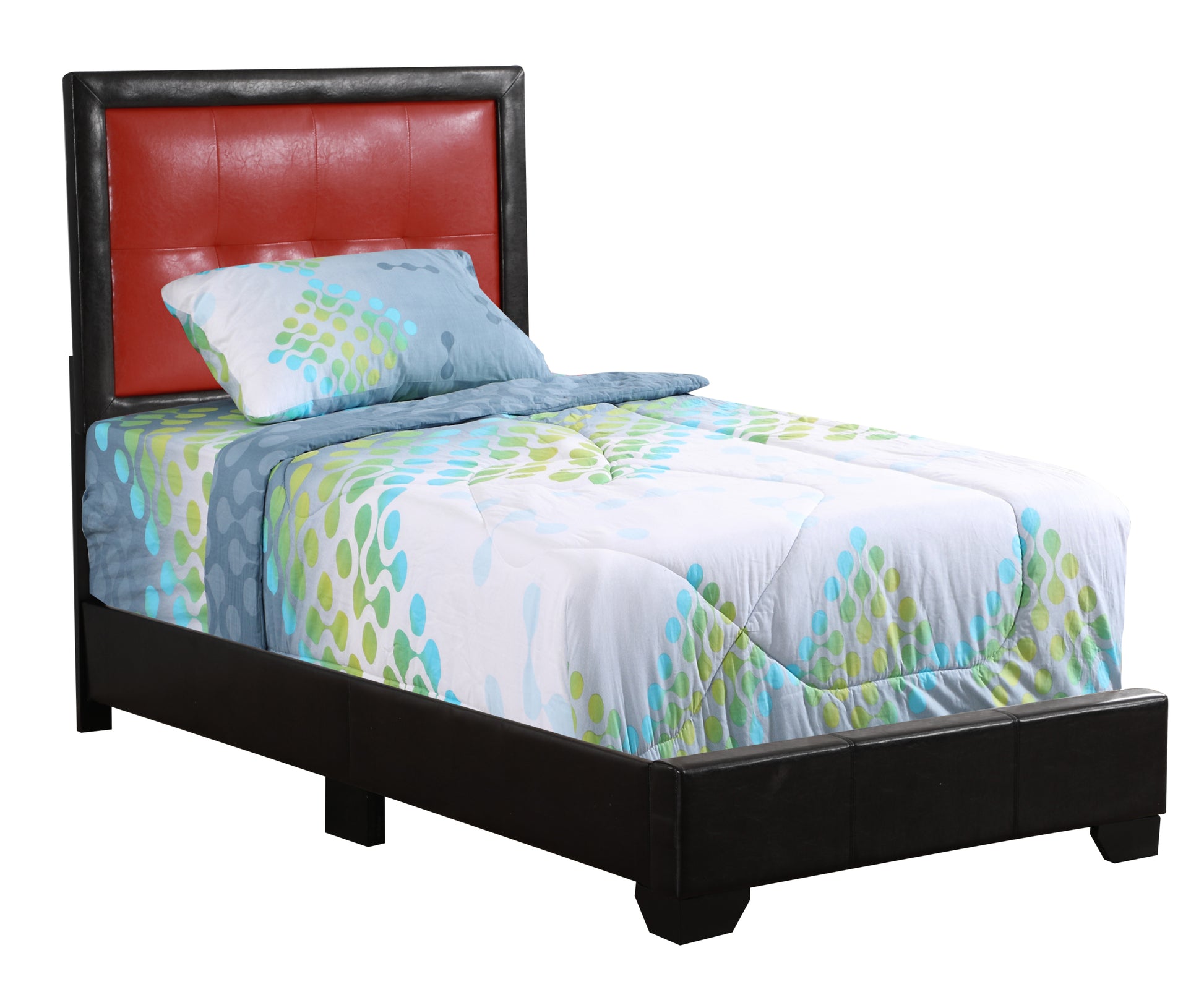 Panello G2589 Tb Up Twin Bedblack And Red Black Red Foam Pu