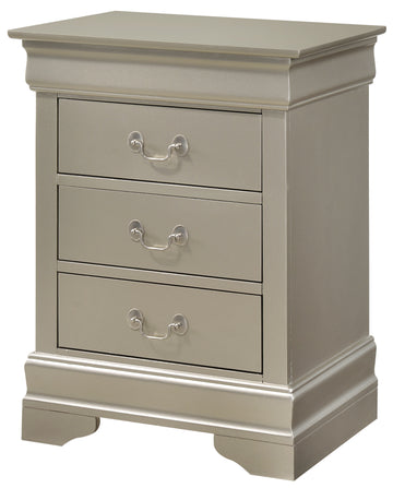 Louis Phillipe G3103 3N 3 Drawer Nightstandsilver Champagne Champagne Particle Board