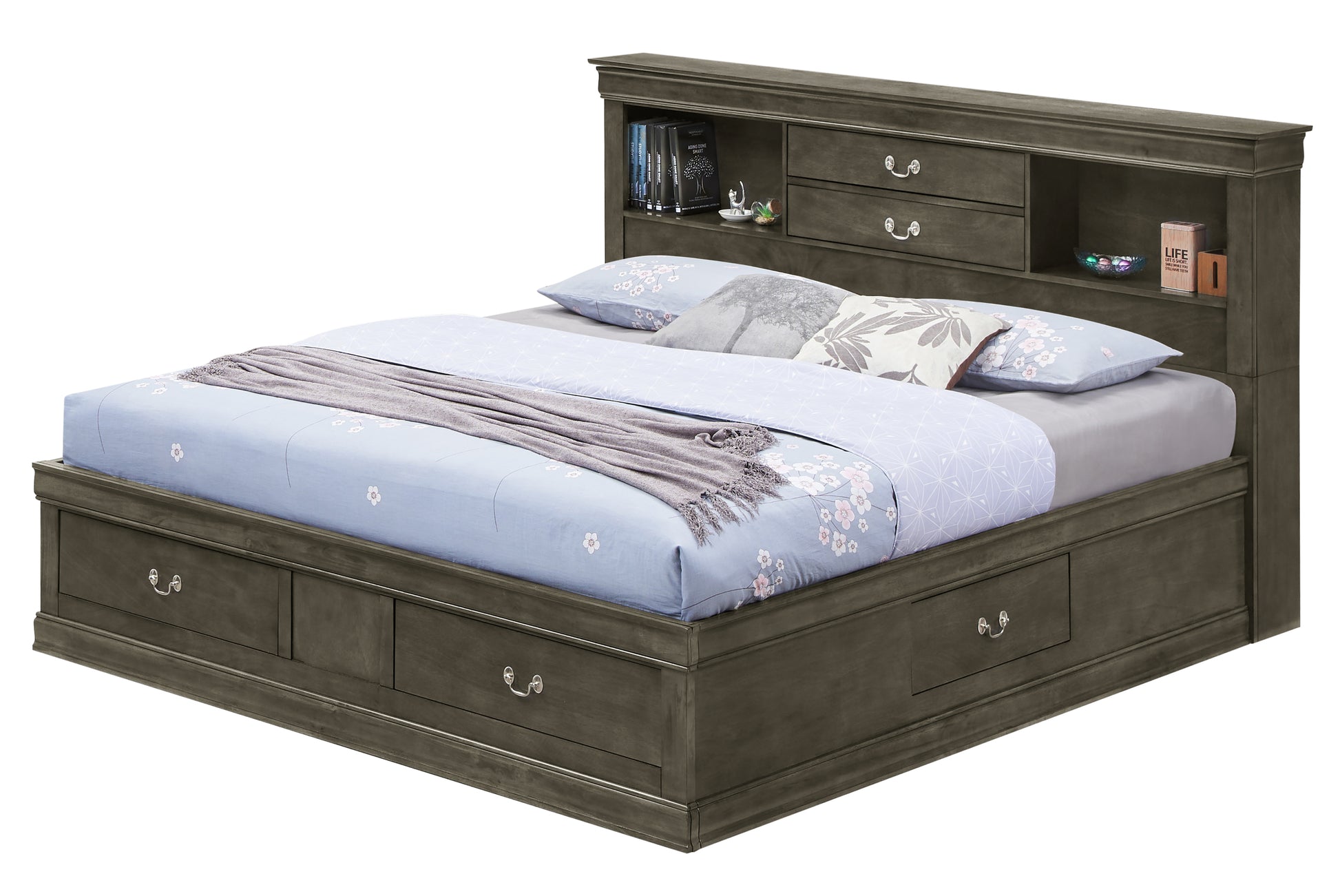 Louis Phillipe G3105B Fsb Full Storage Bedgray Gray Particle Board