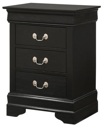 Louis Phillipe G3150 3N 3 Drawer Nightstandblack Black Particle Board