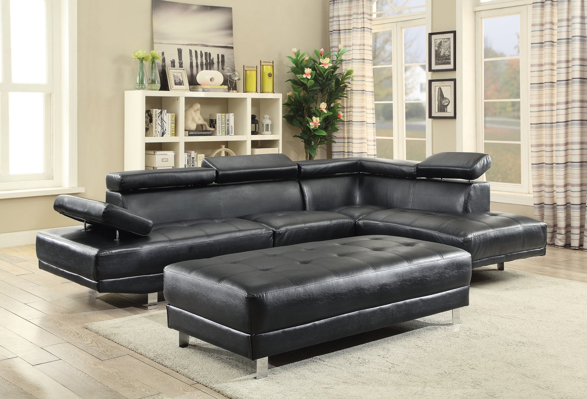 Riveredge G448 Sc Sectional 2 Boxes Black Black Foam Pu