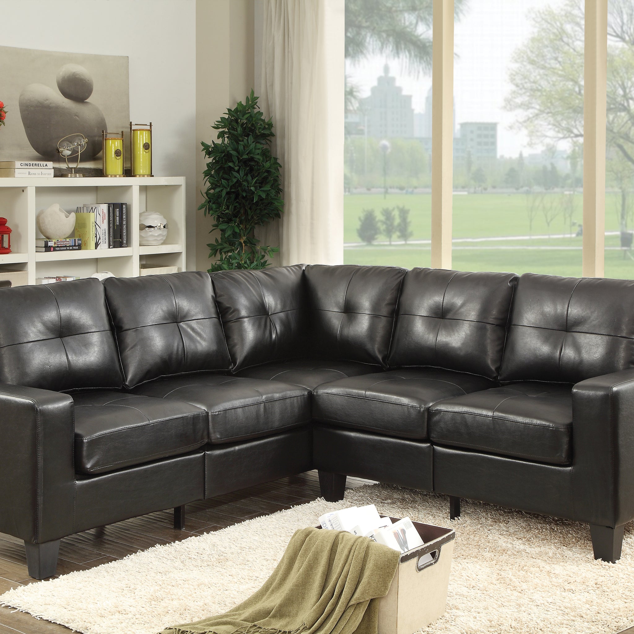 Newbury G463B Sc Sectional Black Black Foam Pu