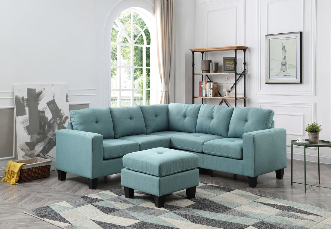 Newbury G500B Sc Sectional Teal Teal Foam Fabric