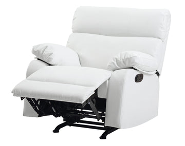 Contemporary White Rocker Recliner Chair White Foam Pu