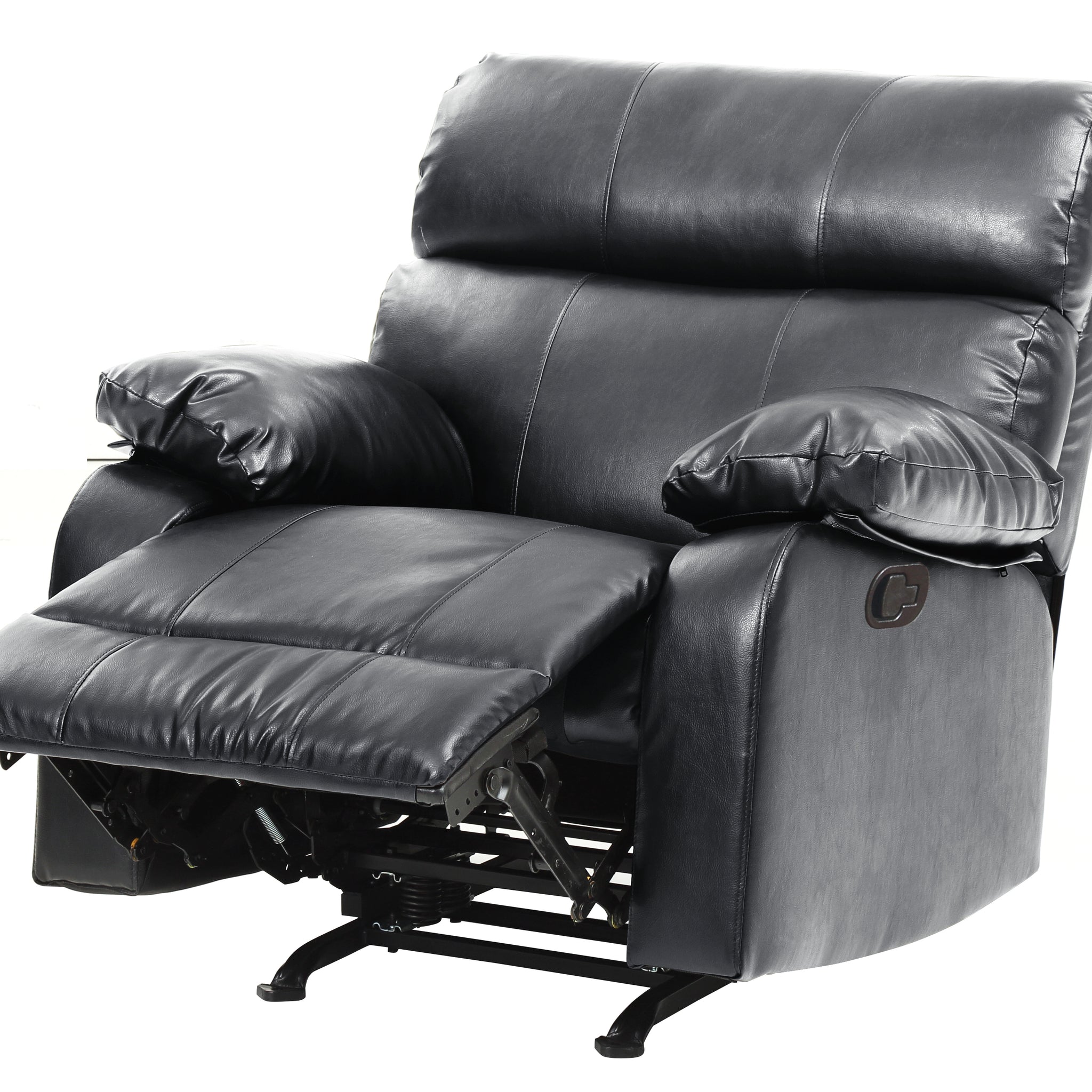 Stylish Black Contemporary Rocker Recliner Black Foam Pu