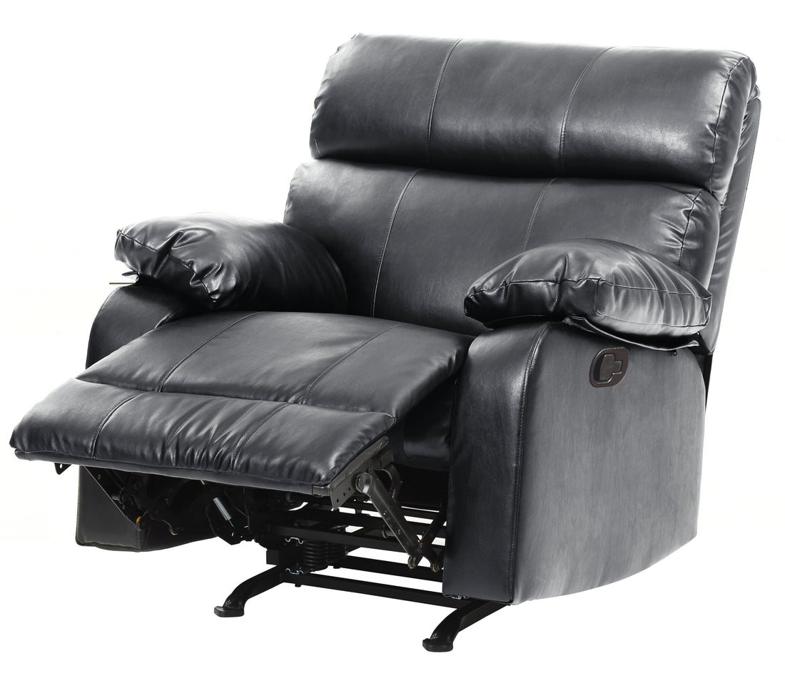 Stylish Black Contemporary Rocker Recliner Black Foam Pu