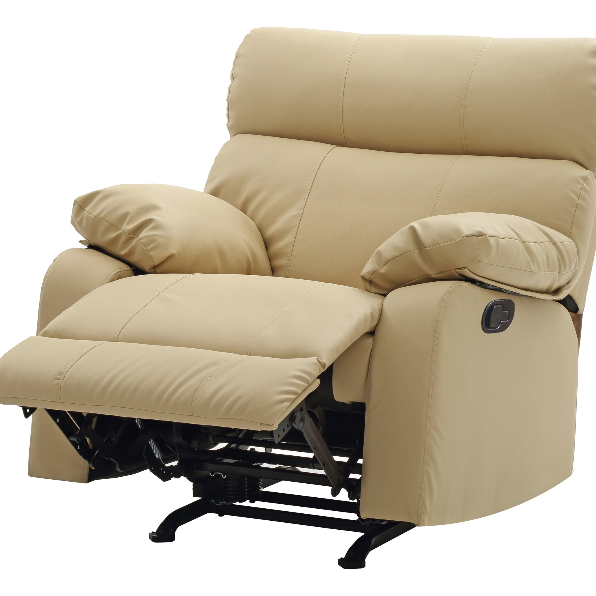 Contemporary Beige Rocker Recliner Chair Beige Foam Pu