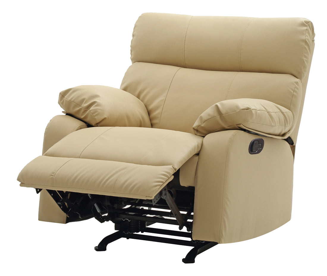 Contemporary Beige Rocker Recliner Chair Beige Foam Pu