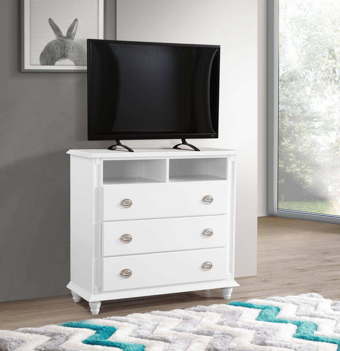 Summit G5975 Tv Media Chestwhite White Particle Board