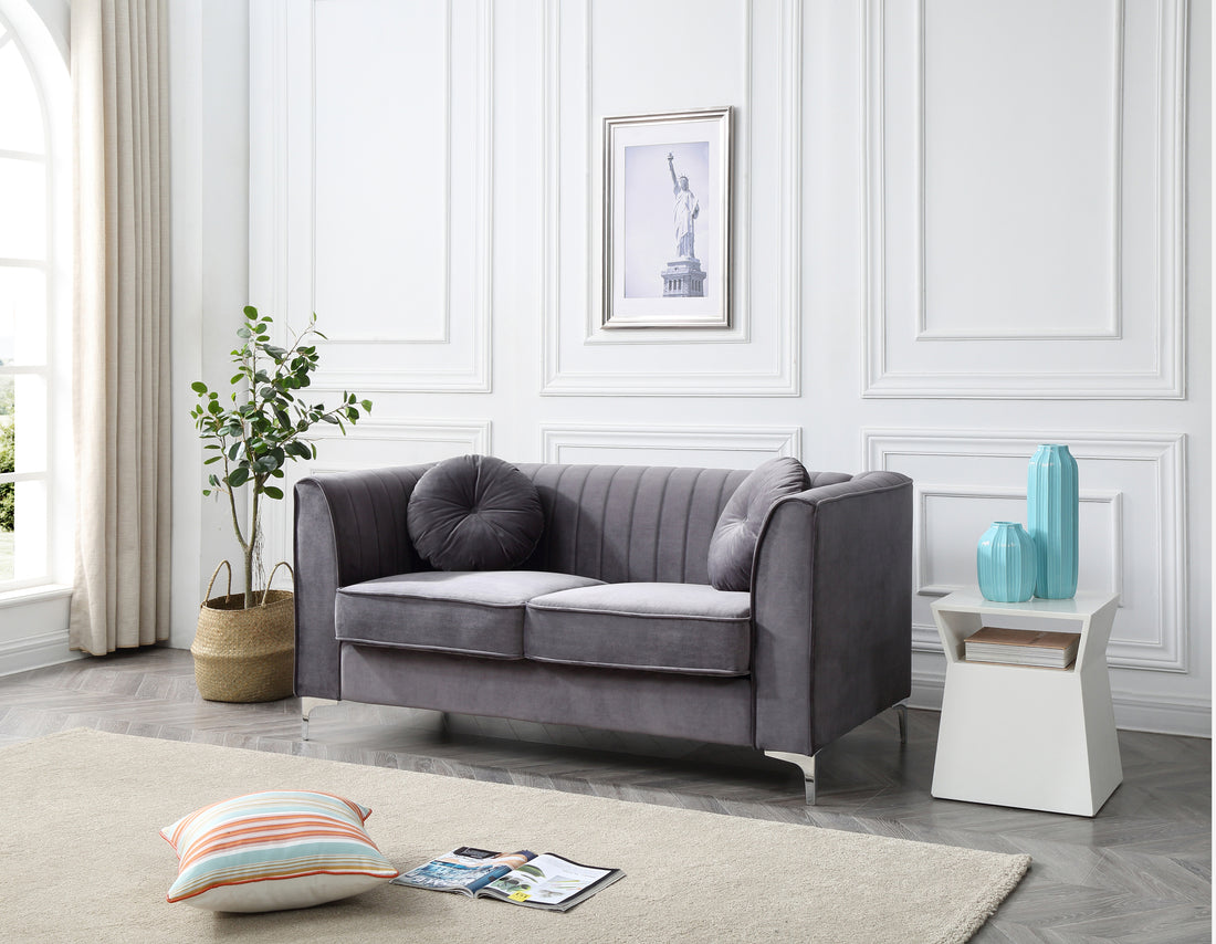 Delray G790A L Loveseat 2 Boxes Gray Gray Foam Velvet