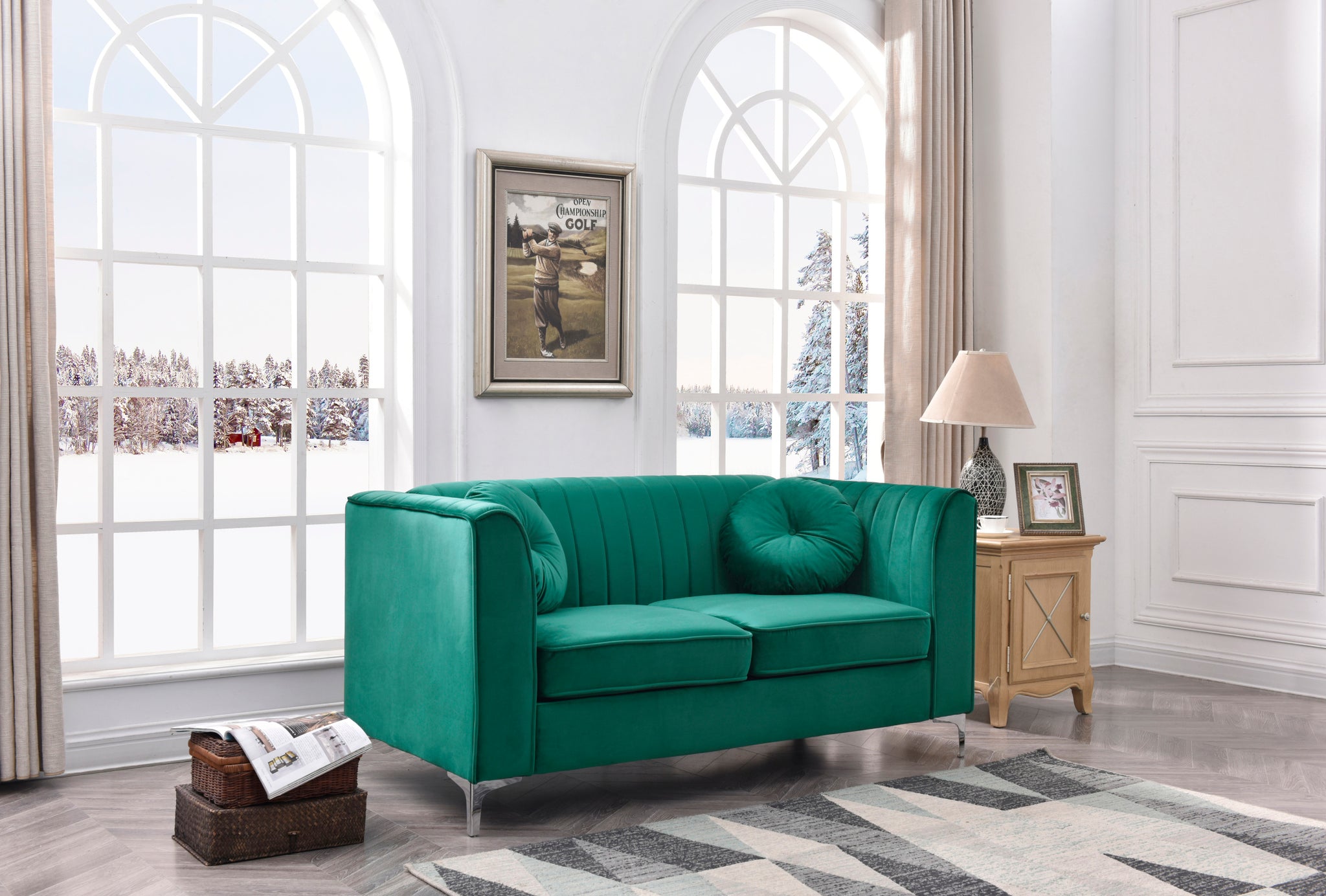 Delray G792A L Loveseat 2 Boxes Green Green Foam Velvet