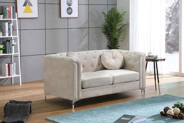 Pompano G898A L Loveseat 2 Boxes Ivory Ivory Foam Velvet