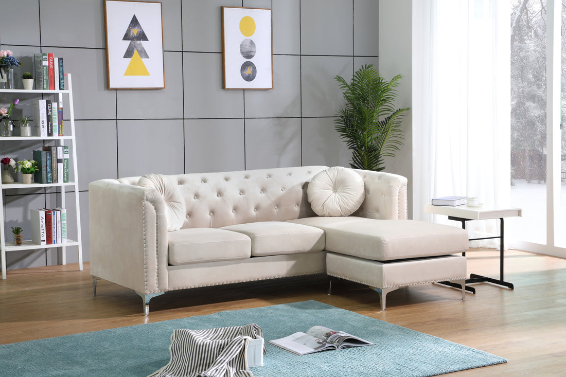 Pompano G898B Sc Sofa Chaise 3 Boxes Ivory Ivory Foam Velvet