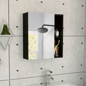 Labelle Medicine Cabinet With Mirror, Five Internal Shelves, Single Door Black Black Particle Board Particle Board