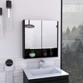Medicine Cabinet, One Open Shelf, Three Interior Shelves, Black Black Particle Board Particle Board