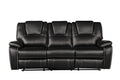 Hong Kong Power Reclining Sofa Made With Faux Leather In Black Black Faux Leather Wood Primary Living Space Medium Soft Cushion Back Modern Solid Wood Mdf Wood 3 Seat