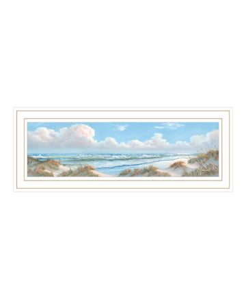 "Seascape I" By Georgia Janisse, Ready To Hang Framed Print, White Frame Multicolor Paper